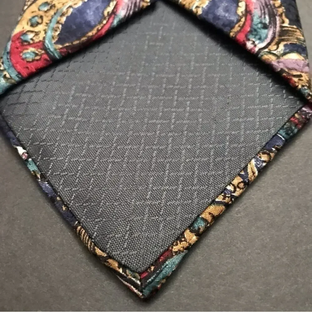 Vintage Christian Dior Monsieur 100% Silk Tie, Jewel Toned Abstract Pattern